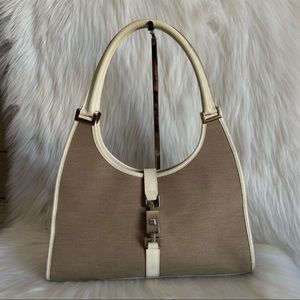 Vintage authentic Gucci Jackie canvas shoulder bag